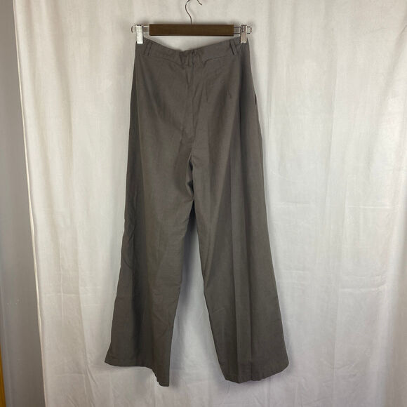 Princess Polly Gray Wide Leg High Waisted Dress Pants Size 2 Gray Cotton Pleated - Picture 5 of 9